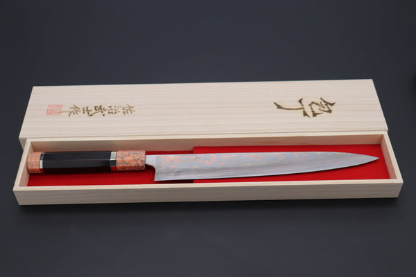 Takeshi Saji Wa Sujihiki Custom Limited Edition, Takeshi Saji Rainbow Damascus Sujihiki 270mm (10.6 Inch, STCL-201)