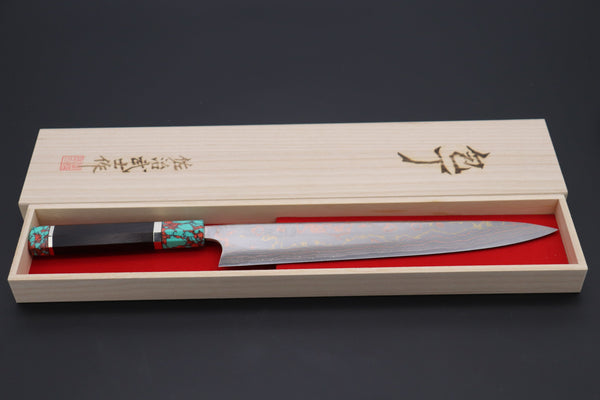 Takeshi Saji Wa Sujihiki Custom Limited Edition, Takeshi Saji Rainbow Damascus Sujihiki 270mm (10.6 Inch, STCL-205)